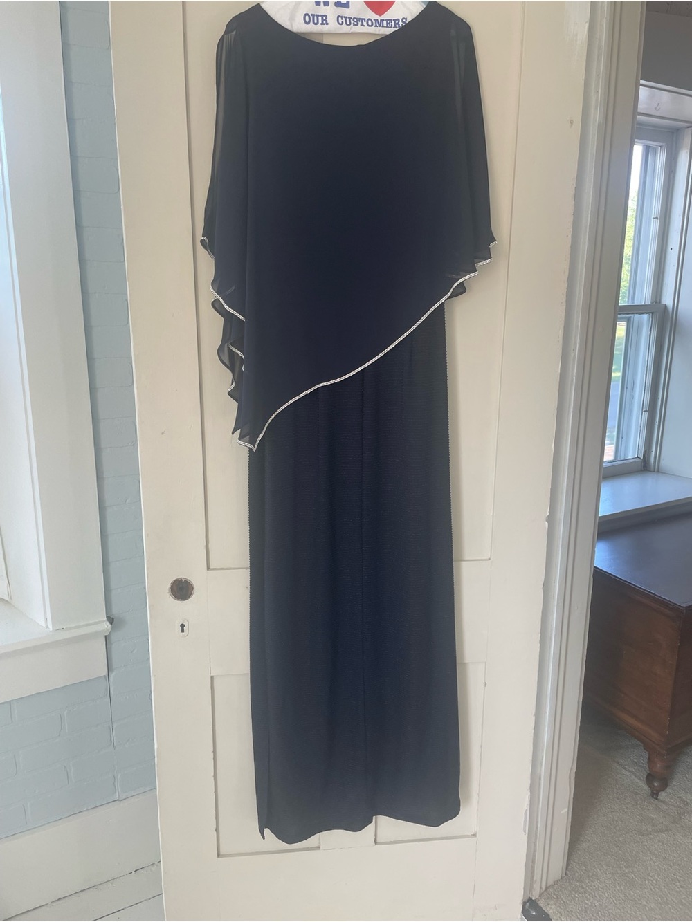 Frank Lyman Design Black Maxi Dress with White Trim
